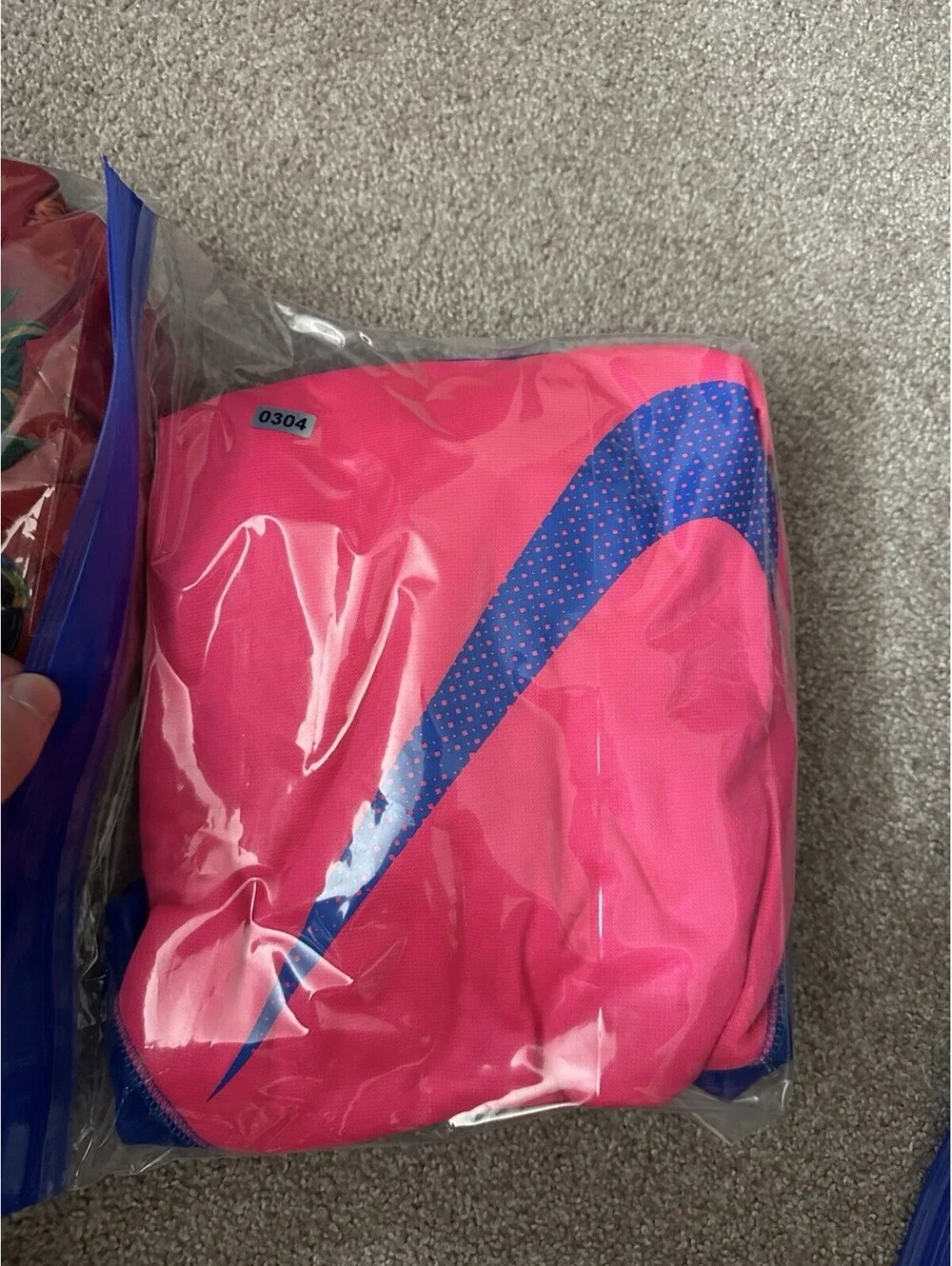 Nike Girls Size L Therma Fit Hoodie pullover Sweatshirt Blue/Pink